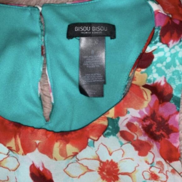 Bisou Bisou Floral Print Turquoise High Low Dress Size 8 - Picture 7 of 12